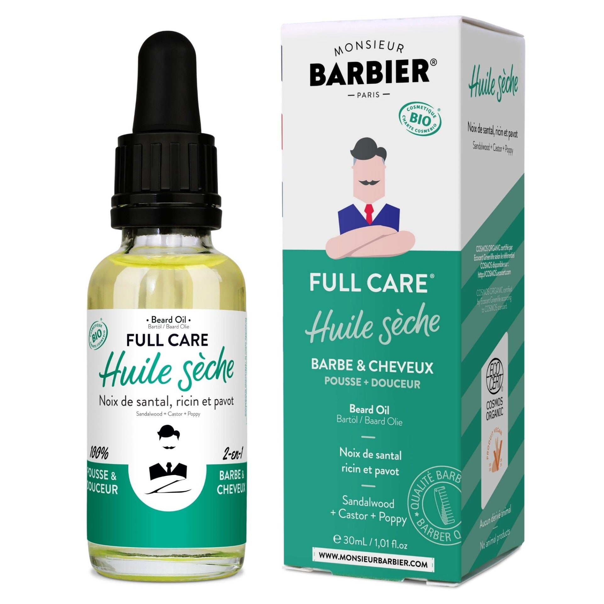 Monsieur Barbier - Huile sèche Barbe et Cheveux Full Care - 30 ml