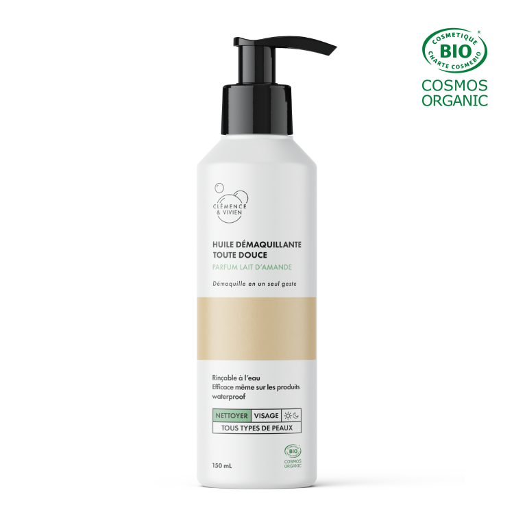 Clémence et Vivien - Huile démaquillante rinçable toute douce parfum Lait d'Amande - 150 ml