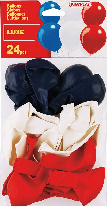 Kim'Play - 24 ballons Luxe Bleu Blanc Rouge