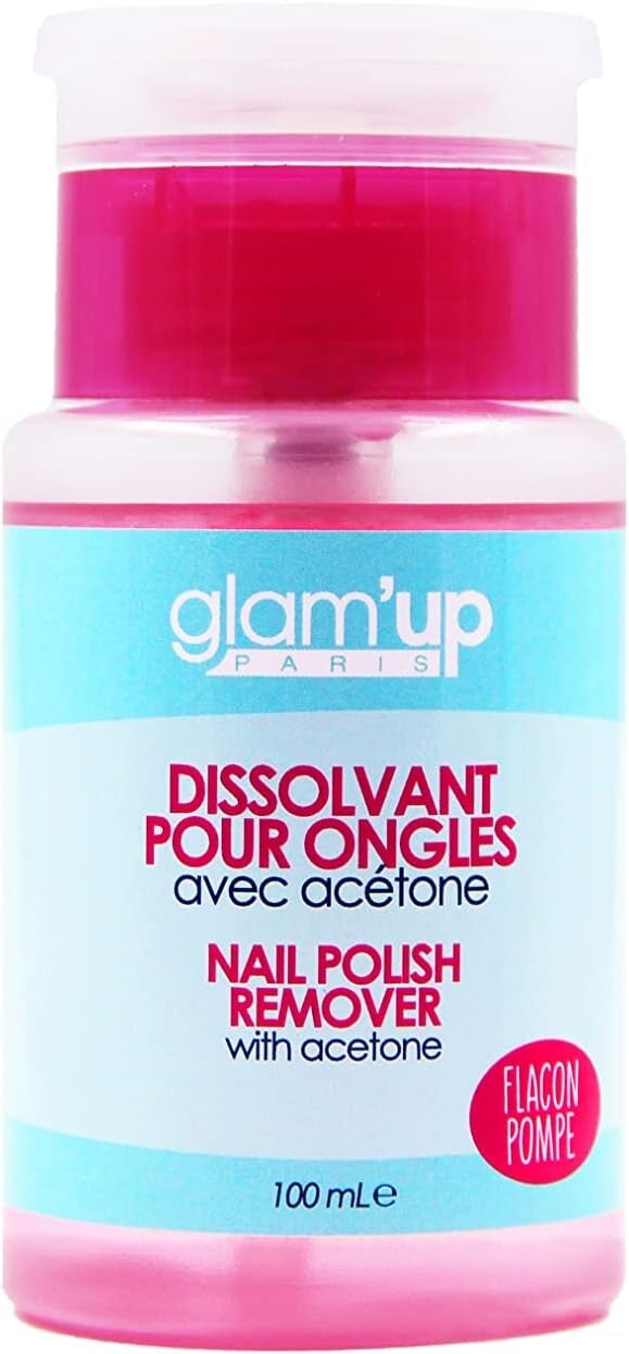 Glam'Up - Dissolvant pour ongles avec acetone Flacon pompe - 100 ml