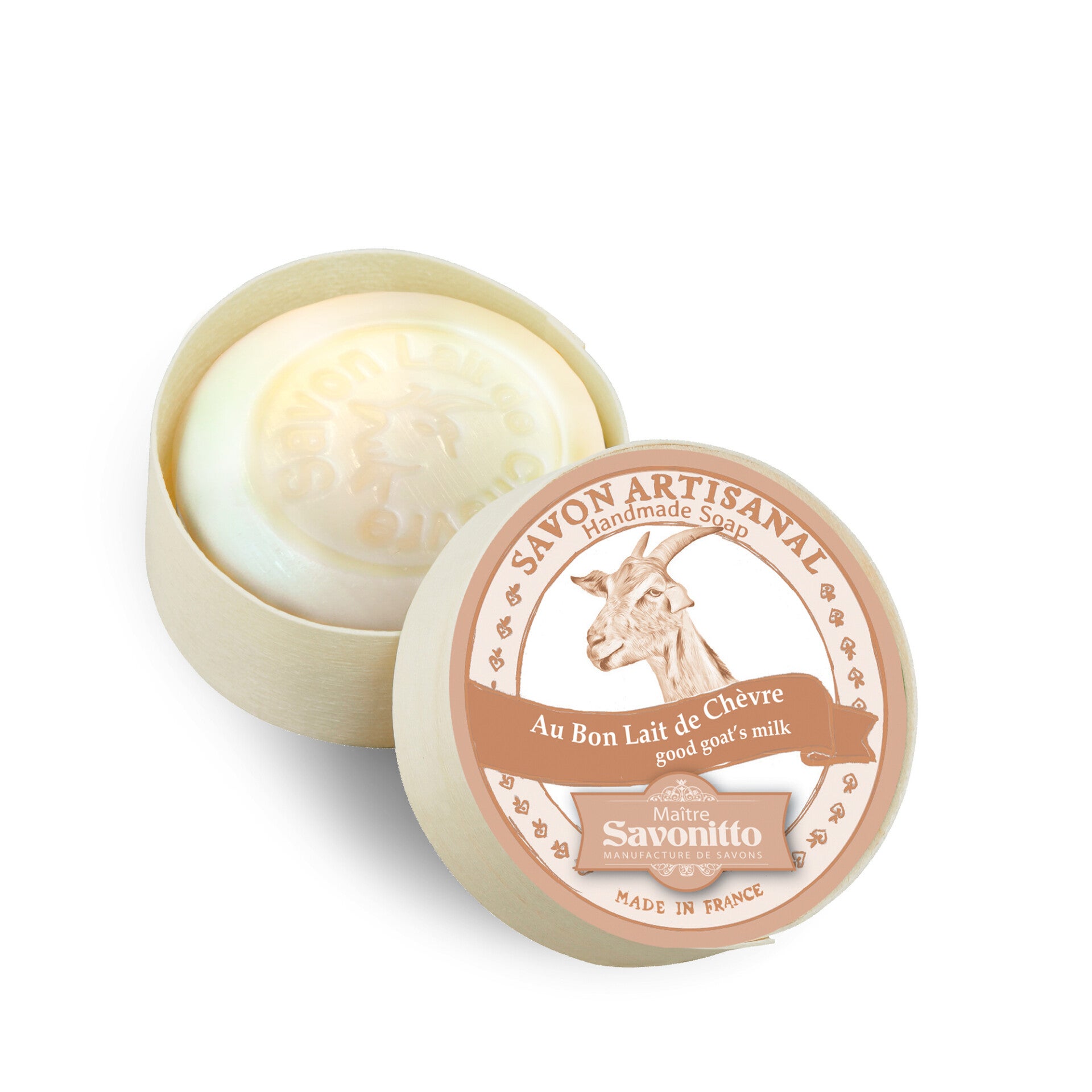 Maitre Savonitto - Boite bois savon au bon Lait de Chèvre - 100 G
