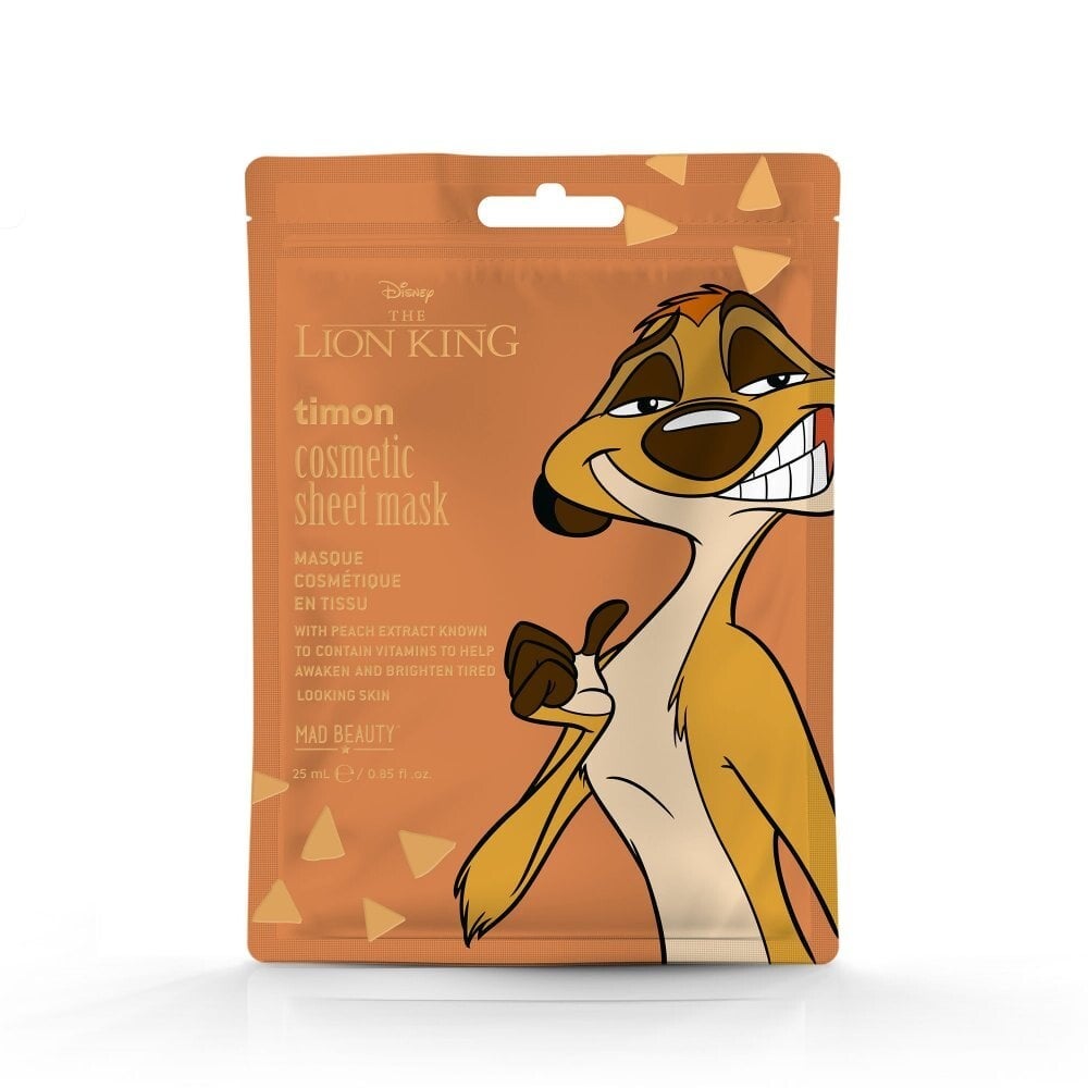 Mad Beauty -  Masque en tissu pour le visage Timon à la Pêche Disney Le roi lion - 25 ml