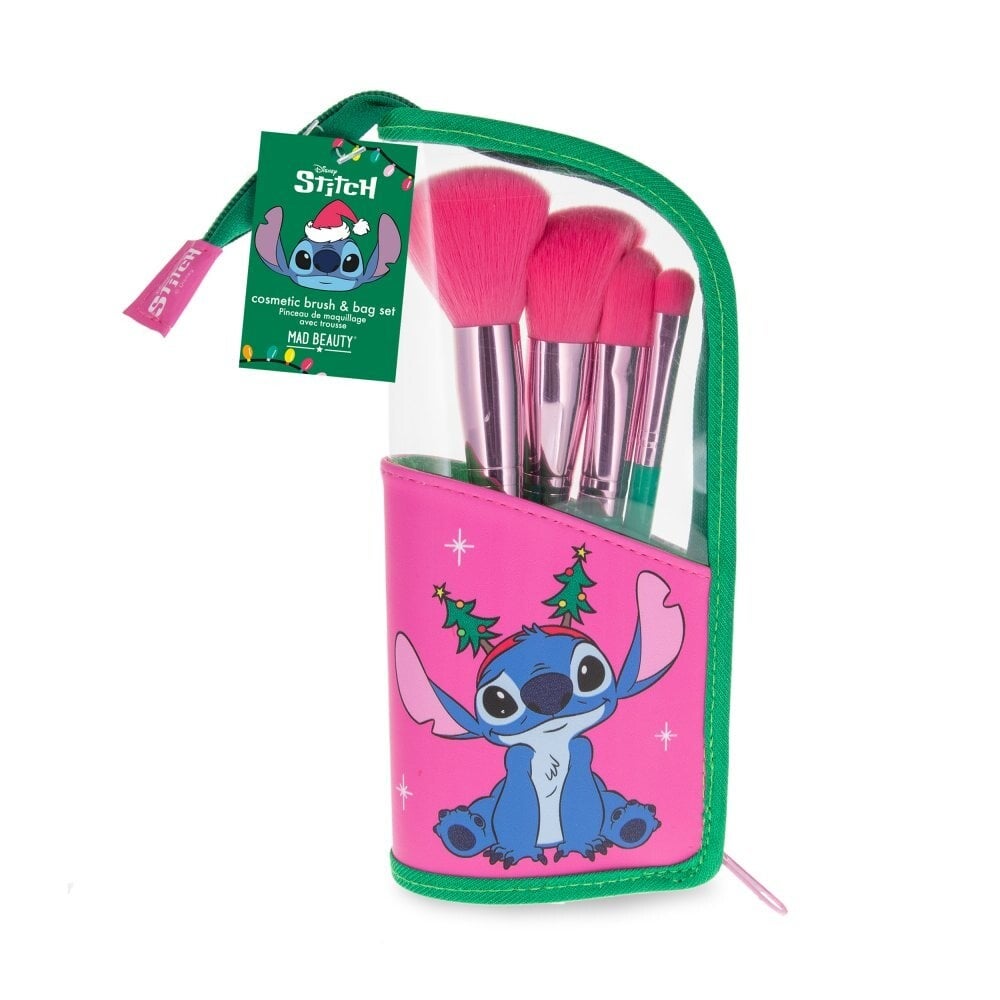 Mad Beauty - Pinceaux de maquillage avec trousse Disney Stitchmas
