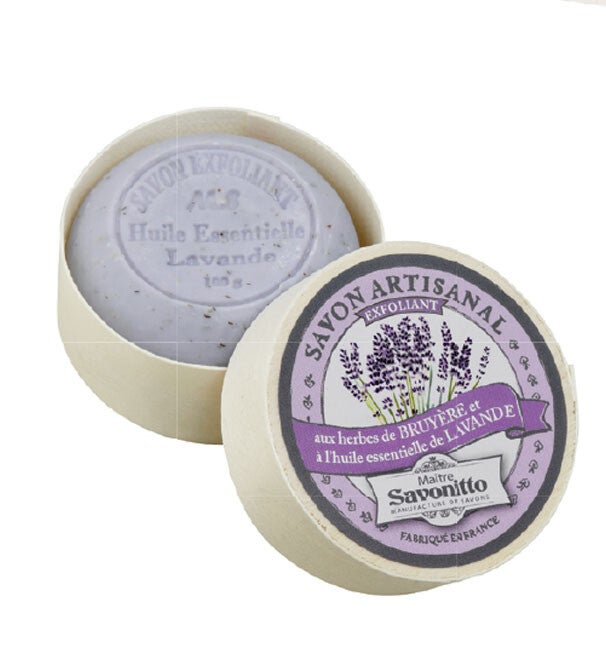 Maitre Savonitto - Boite bois savon Exfoliant à la Lavande - 100 G