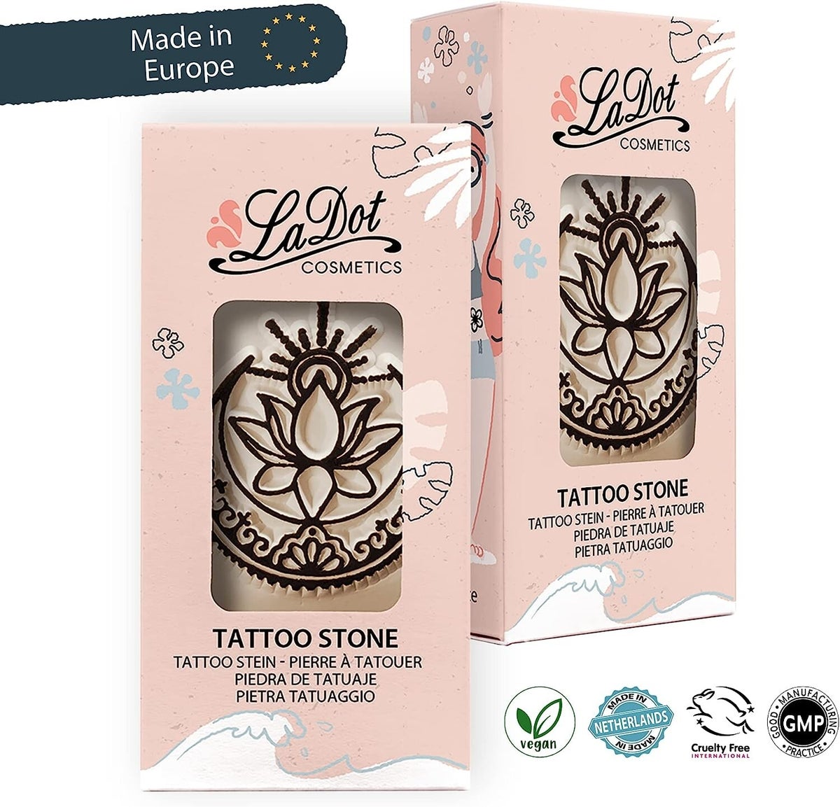 Tatouage Éphémère Pierre Précieuse Skinjee - Motif Pied, Taille S, Blanc - Fabriqué En France