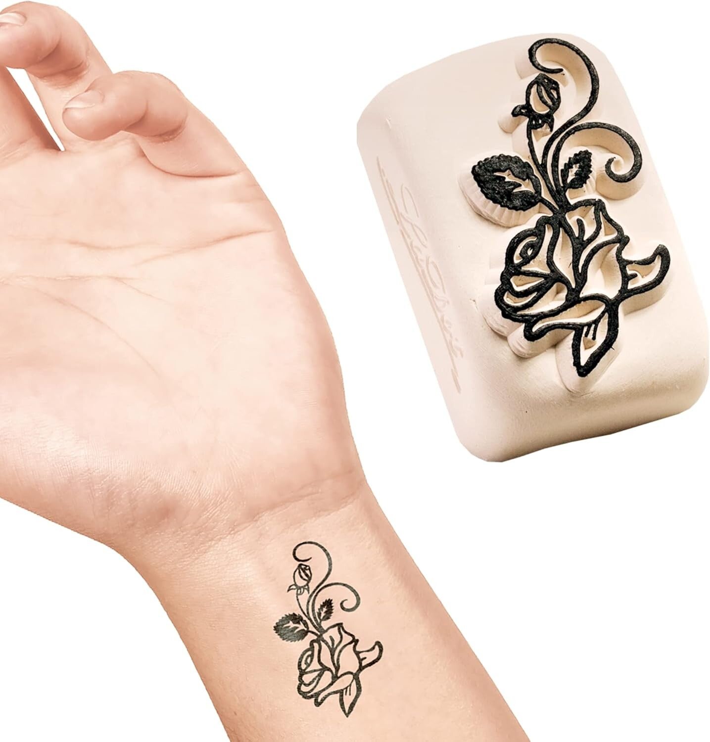 Ladot - Pierre à tatouer pour tatouage temporaire Taille M "Rose Géante"