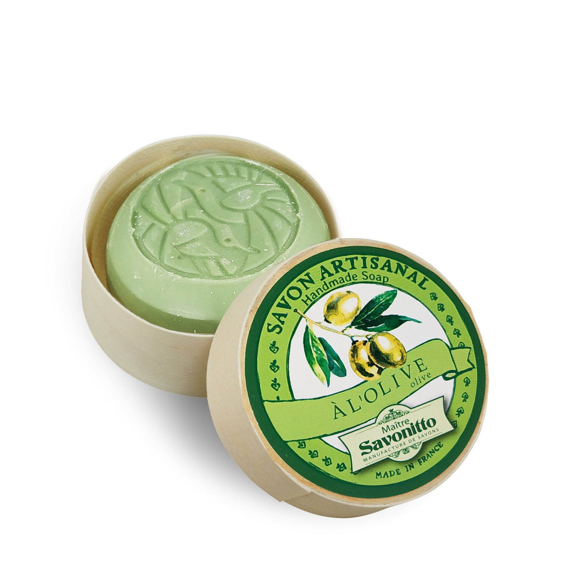 Maitre Savonitto - Boite bois savon à la Figue, Olive - 100 G