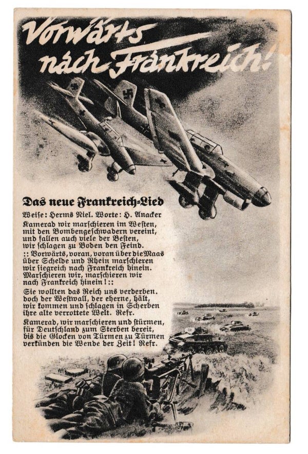 Postcard 'Vorwärts nach Frankreich'