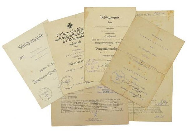 Lappland Shield Award Document Grouping Gebirgsjäger Regiment 218 (7. Gebirgs Division)