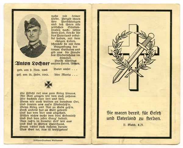 Death Card to Two Brothers, Ukraine 1943