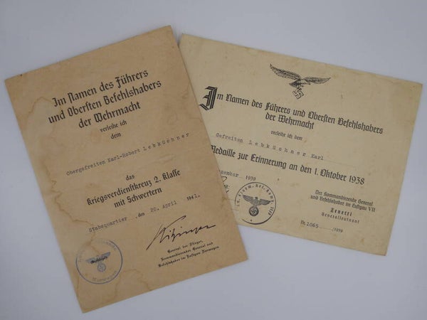 2x Award Document Set - Luftgau Norwegen - Norway