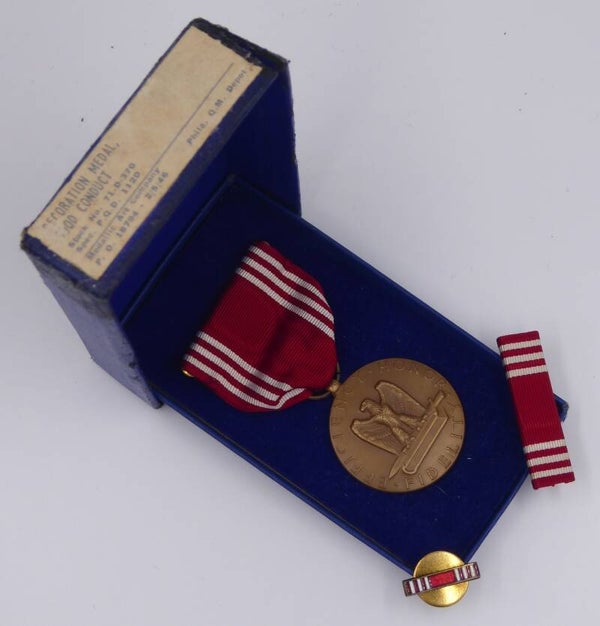 WW2 Named Cased Good Conduct Medal