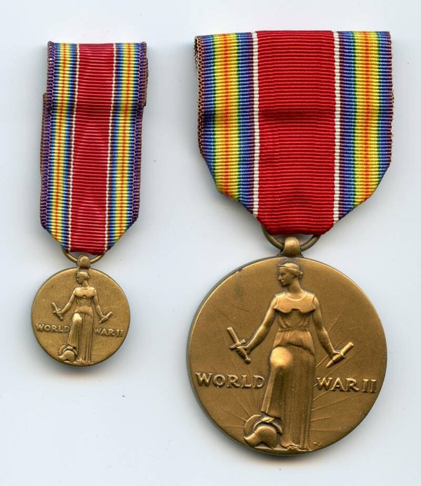 Post WW2 Victory Medal + Miniature