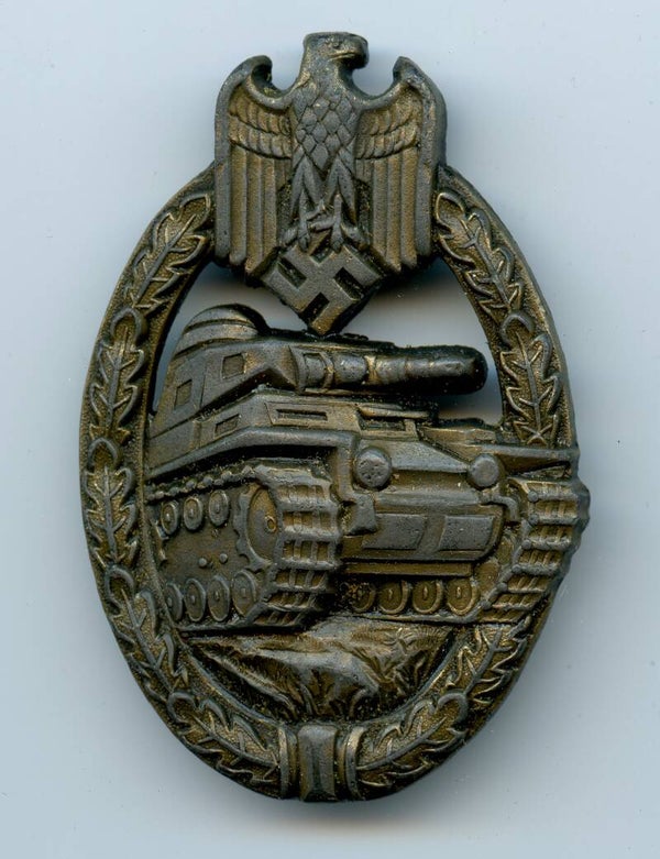 Panzer Assault Badge in Bronze by Wilhelm Deumer