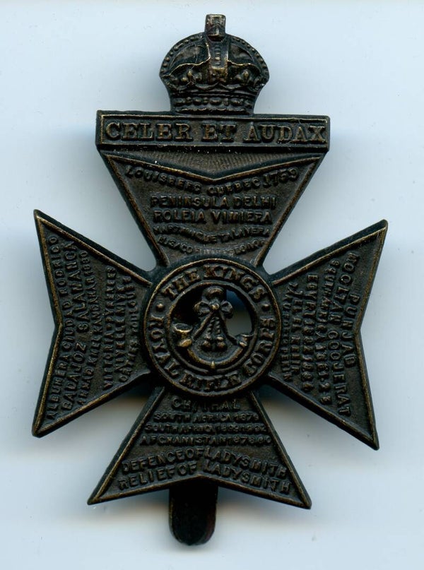 British The Kings Royal Rifle Corps Cap Badge