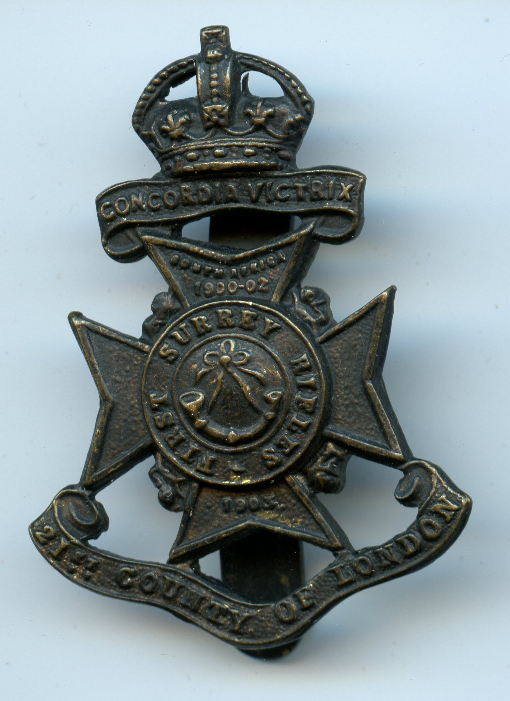 British 1st Surrey Rifles, 12th County of London Cap Badge