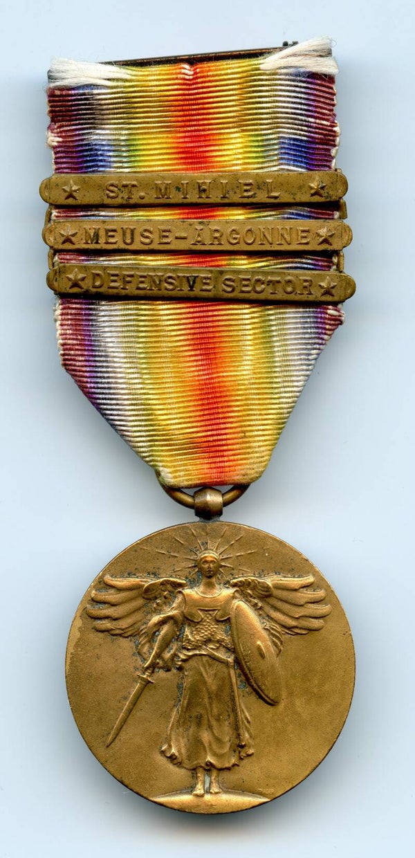 WW1 Victory Medal with "St. Mihiel/Meuse-Argonne/Defensive Sector" Bars