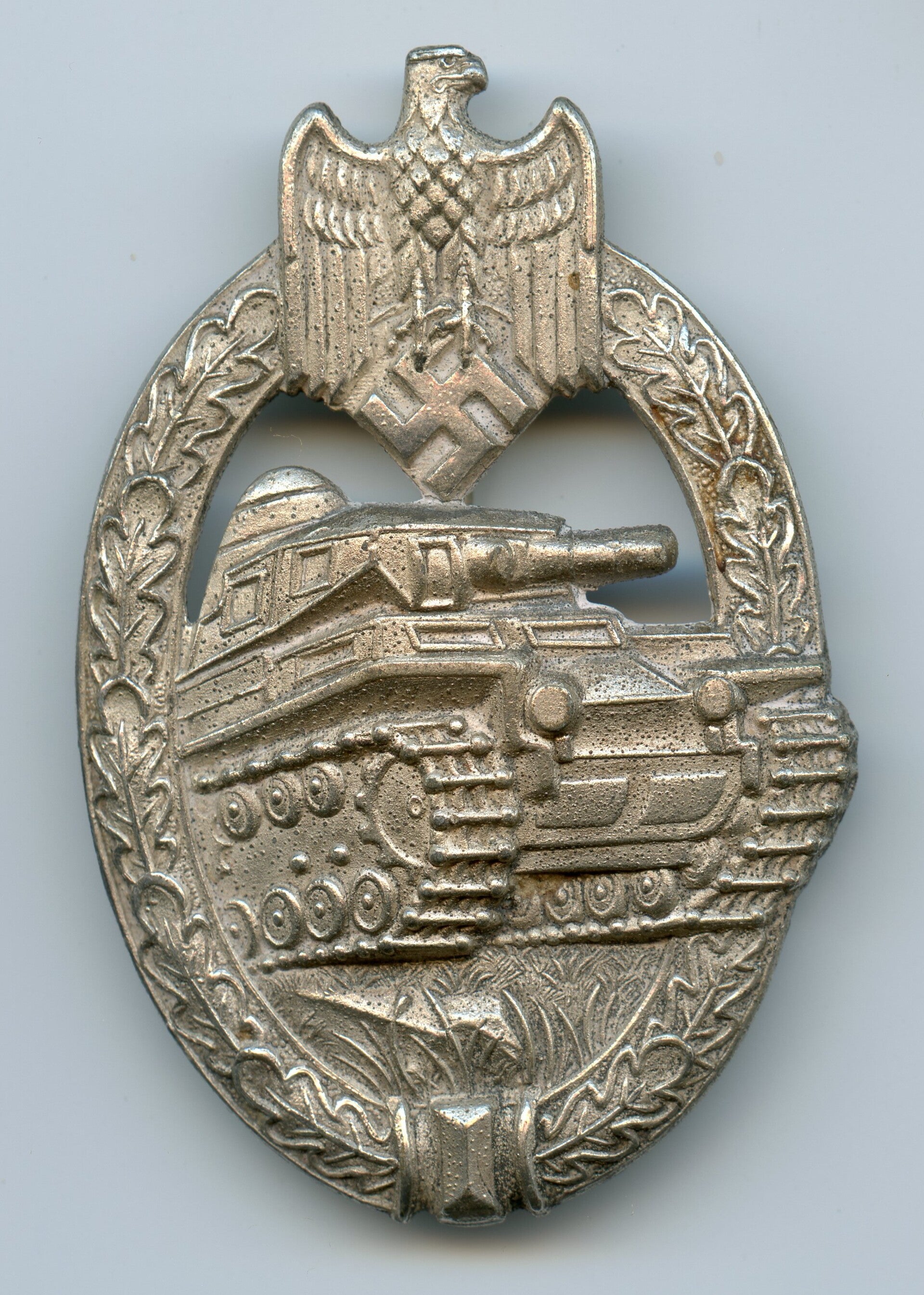 Panzer Assault Badge in Silver by Adolf Scholze (A.S. in Triangle)