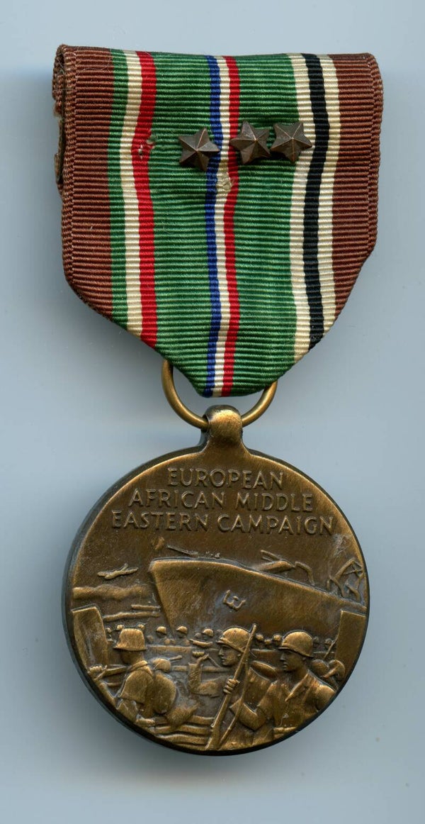 Modern Era WW2 European/African/Middle Eastern Campaign Medal with 3 Campaign Stars