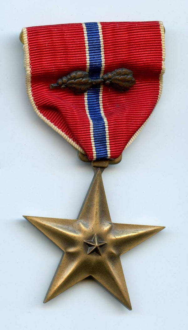 WW2 Named Bronze Star Medal (with 2 Oak Leaf Clusters)