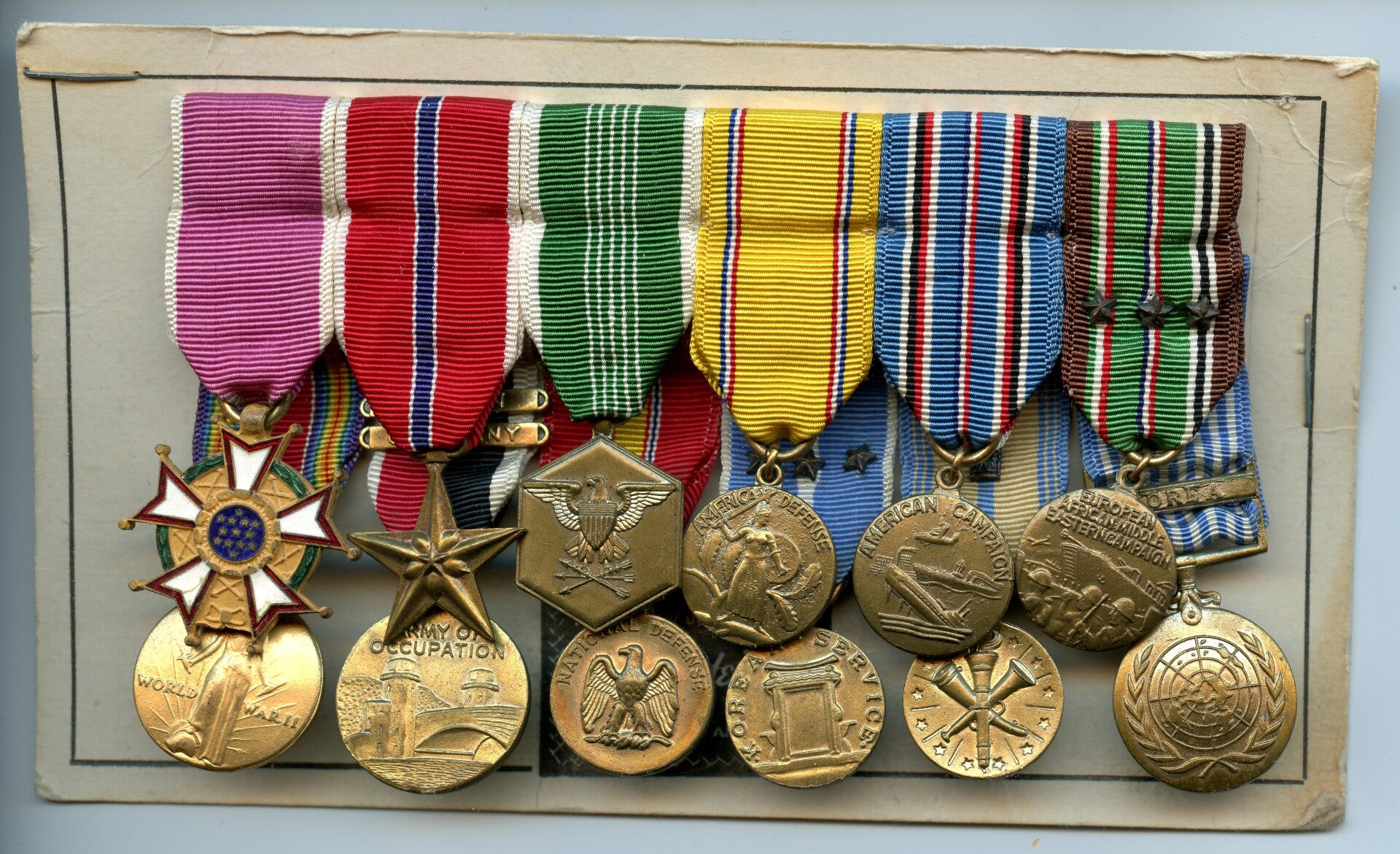 WW2/Korean War Era ID'ed US Army Mini Medal Bar