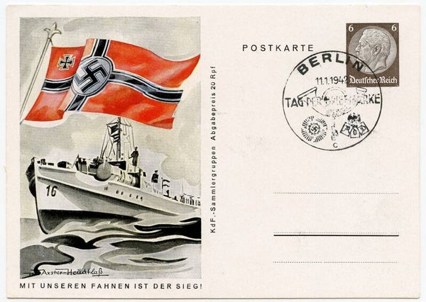 Postcard 'Mit Unseren Fahnen ist der Sieg!' - Kriegsmarine