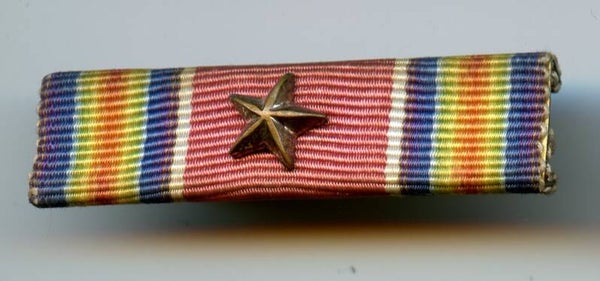 WW2 Victory Medal Ribbon Bar with "Combat" Star Device