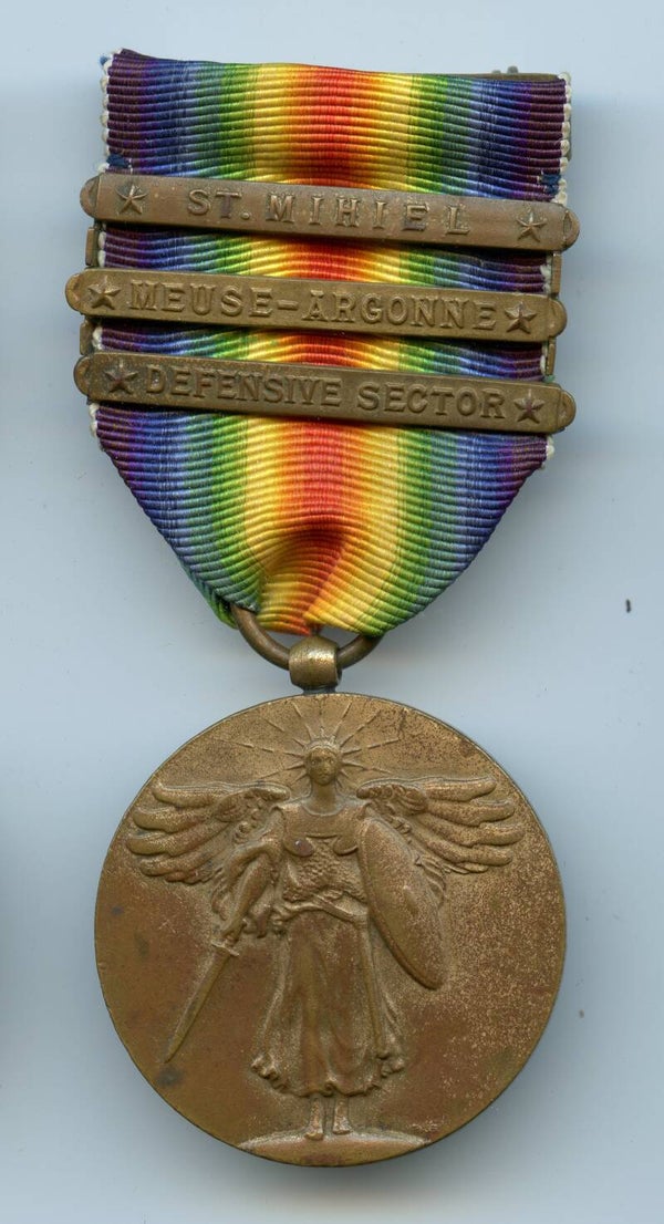 WW1 Victory Medal with "St. Mihiel/Meuse-Argonne/Defensive Sector" Bars