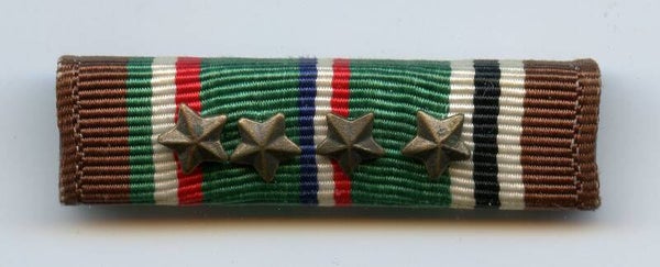 WW2 European/African/Middle-Eastern Campaign Medal Ribbon Bar with 4 Campaign Stars