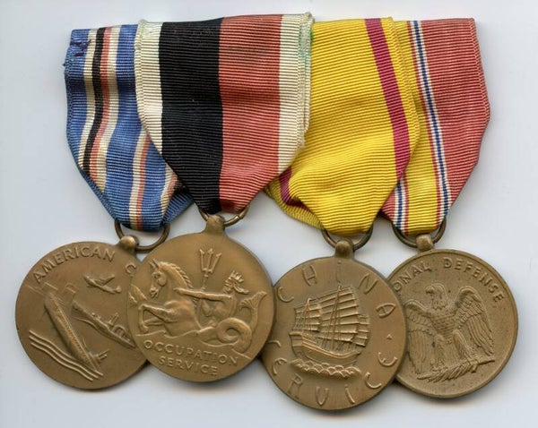 WW2 US Navy Medal Bar (ANCM, NOM, CSM, NDSM)
