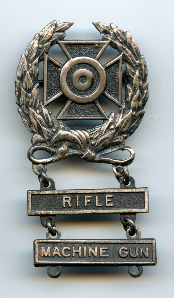 WW2 Sterling Expert Sharpshooter Marksmanship Badge "Rifle & Machine Gun Clasps"