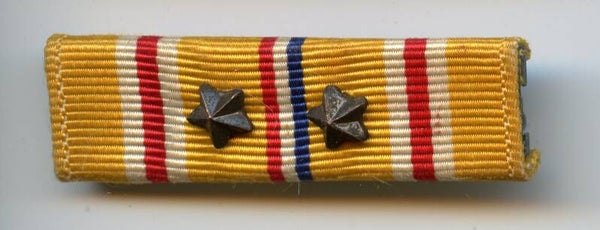 WW2 Asiatic Pacific Campaign Medal Ribbon Bar with 2 Campaign Stars