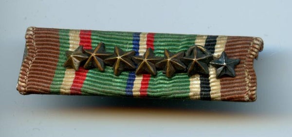 WW2 European-African-Middle Eastern Campaign Medal Ribbon Bar with 7 Campaign Stars