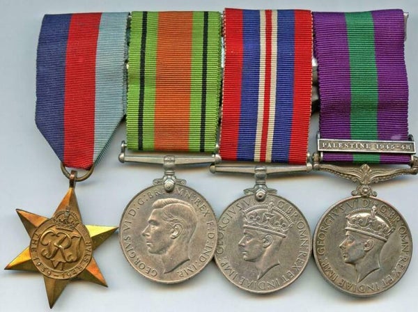 WW2 Researched 4 Piece British Medal Bar (Norway 1940 and later on Palestine)