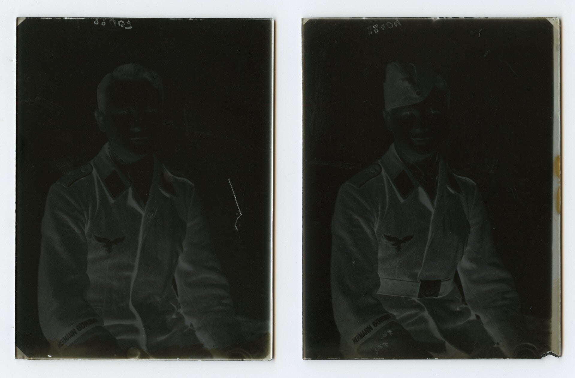 Named Luftwaffe "Hermann Göring" Portrait Glass Negative + Photo Set