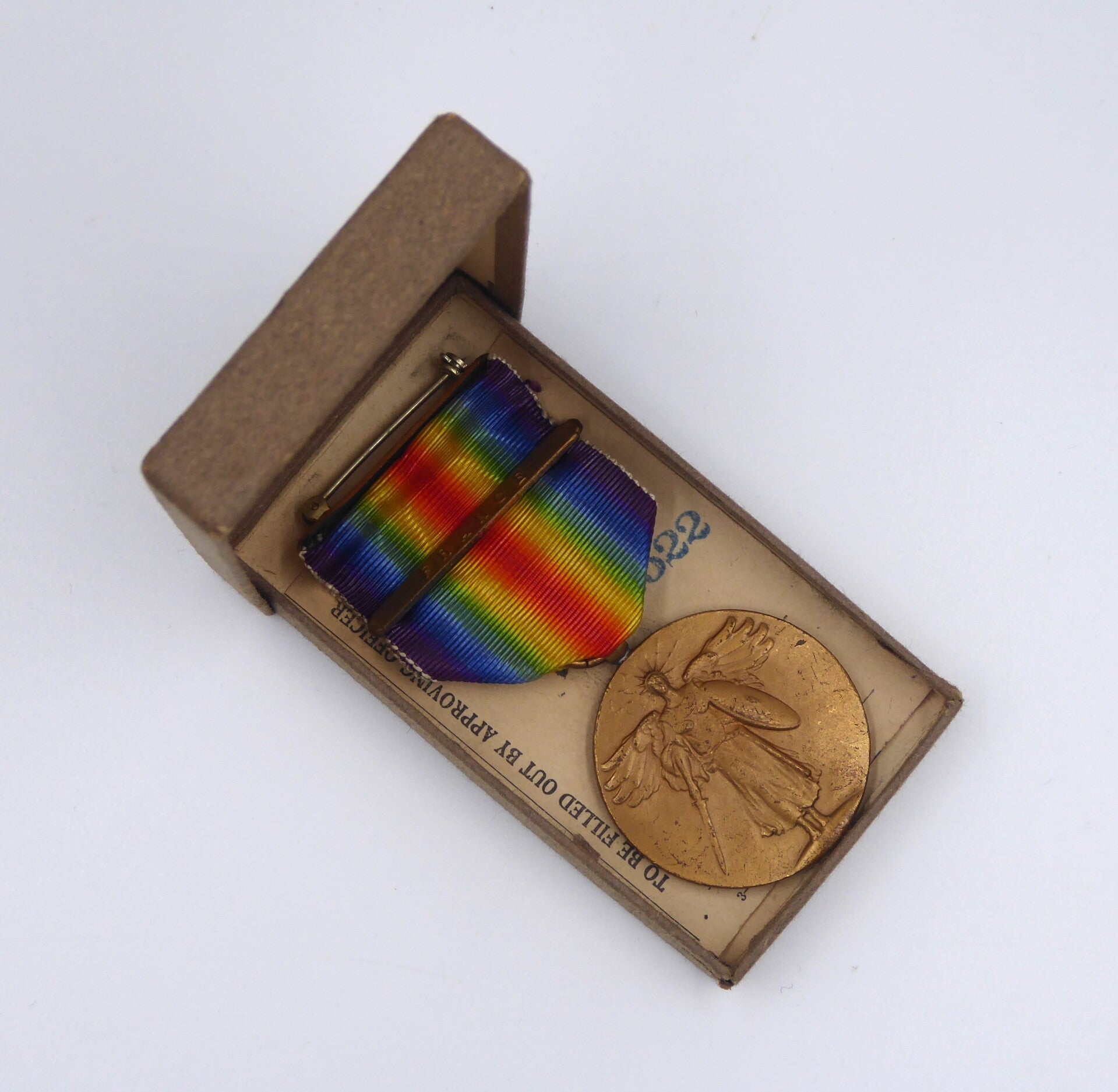 WW1 Cased Victory Medal with "France" Bar (S. G. Adams Stamp and Stationary Co. 1920)