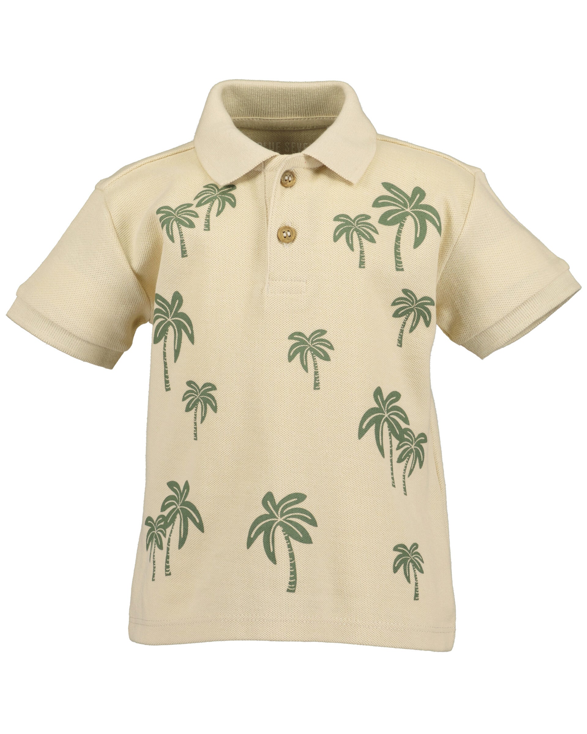 Blue Seven Beige polo met palmbomen