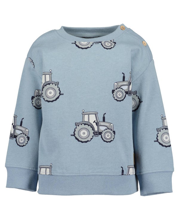 Blue Seven Blauwe sweater met tractors