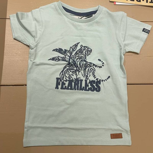 Koko Noko Mintgroen t-shirt met tijgers 'Fearless'