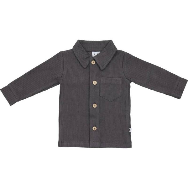 Klein Donkergrijze rib blouse