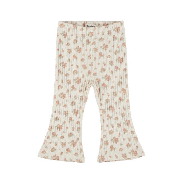 Dirkje Offwhite flared broek met bloemen