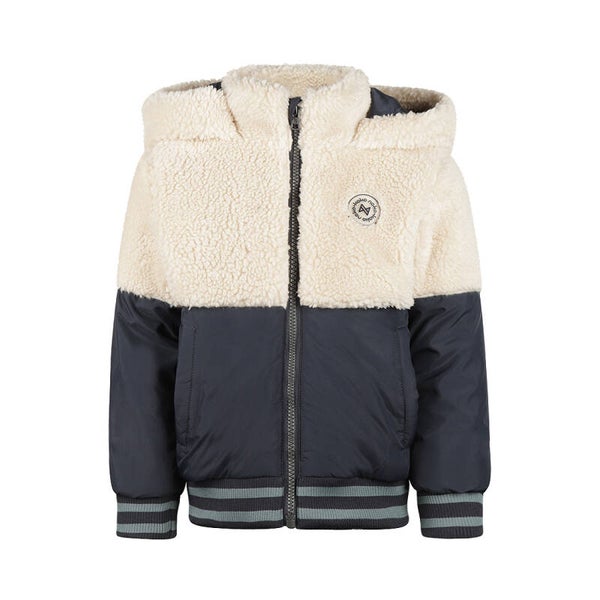 Koko Noko Blauwe jas met offwhite teddy
