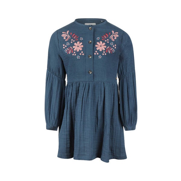 Koko Noko Blauwe jurk met bloemen
