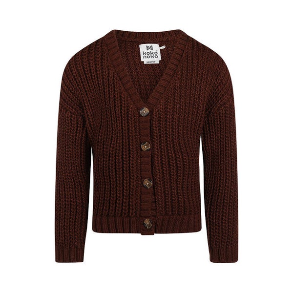 - 50% Koko Noko Bruin gebreid vest met knopen