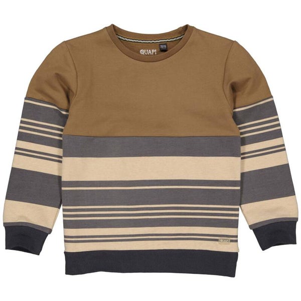 -50%  Quapi Bruine sweater met strepen Allan