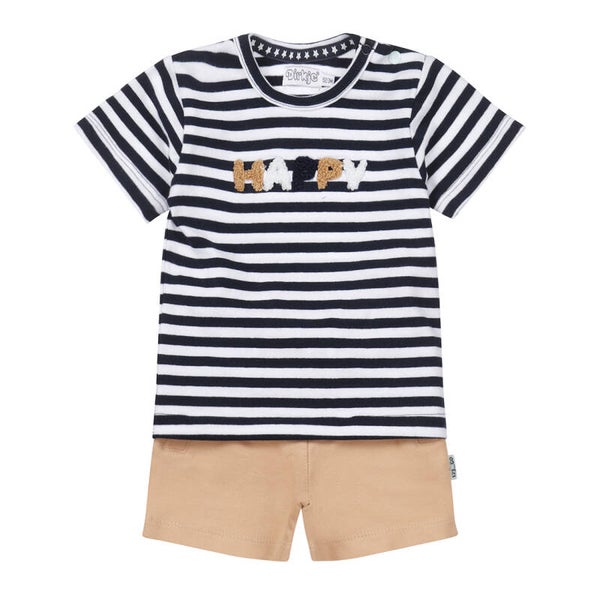 -50% Dirkje Donkerblauw gestreept t-shirt Happy met zand short