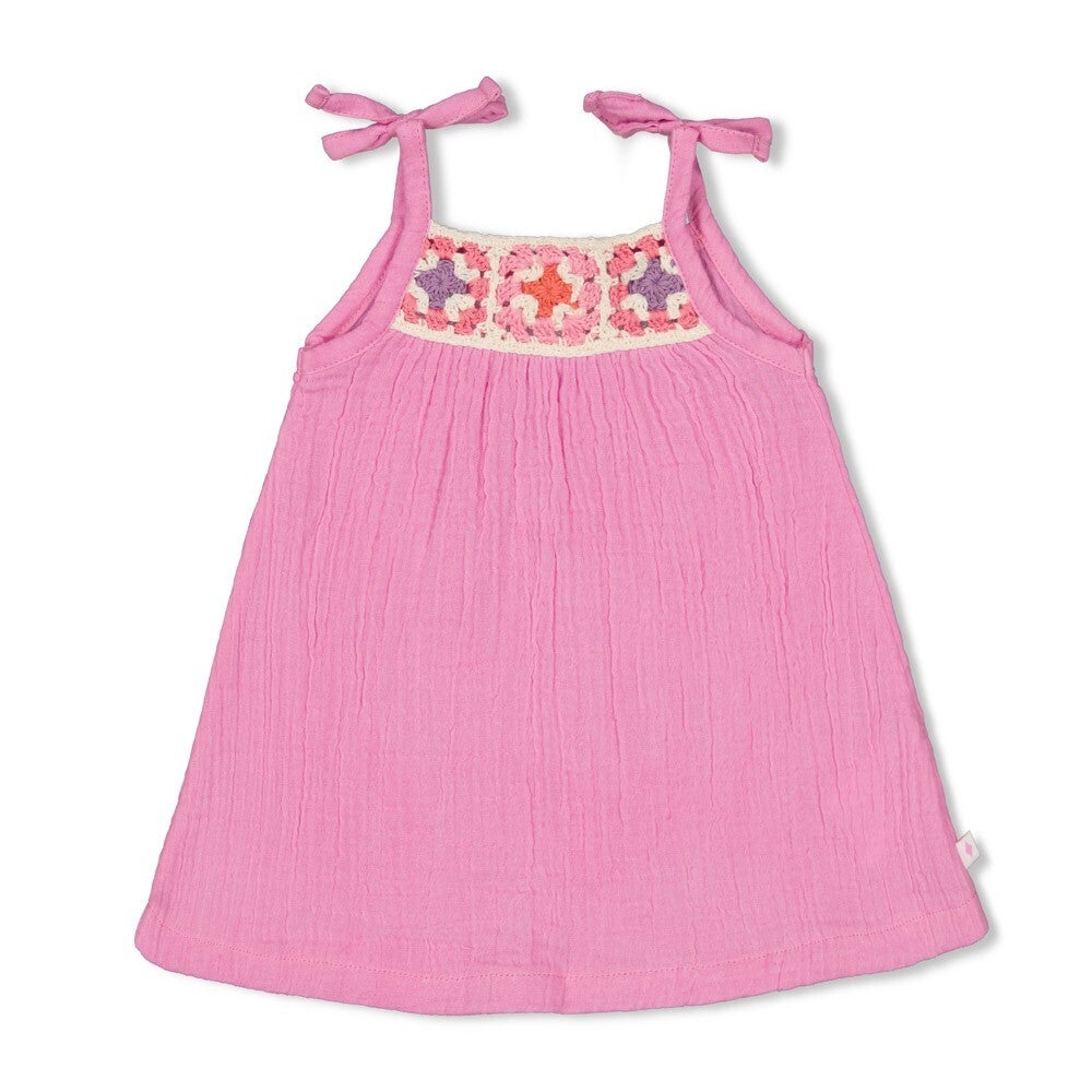 Feetje Jurk mousseline met crochetdetail - Summer Woven