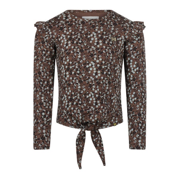 -50% Koko Noko Bruin shirt met bloemetjes