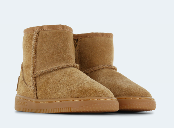 Shoesme cognac bootie met fluffy voering