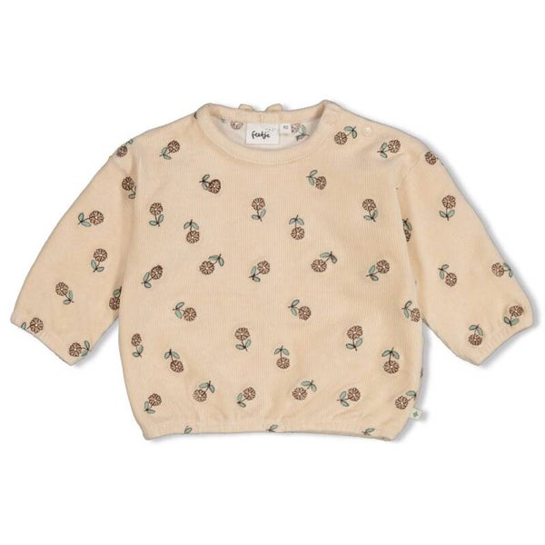 Feetje Sweater velours rib met borduursels - Lucky Bloombird